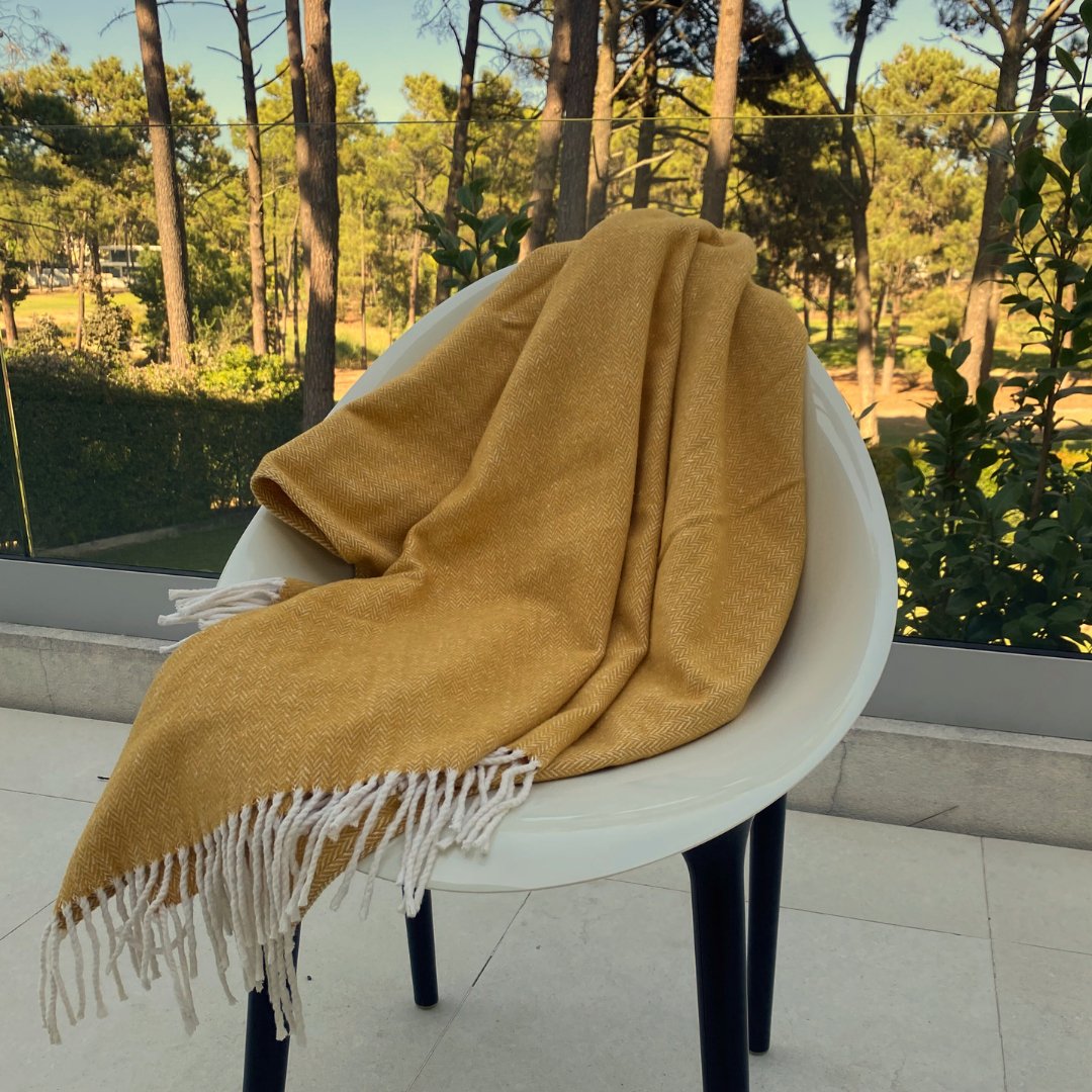 Manta Zigzag Mostaza 170x130cm - Seara Collection