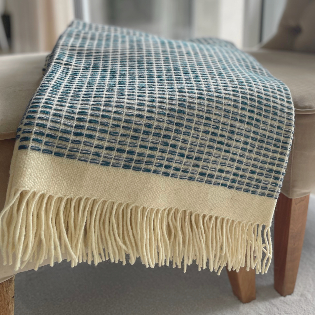 Blanket Rio Blue 100% Sheep Wool 180x130 cm