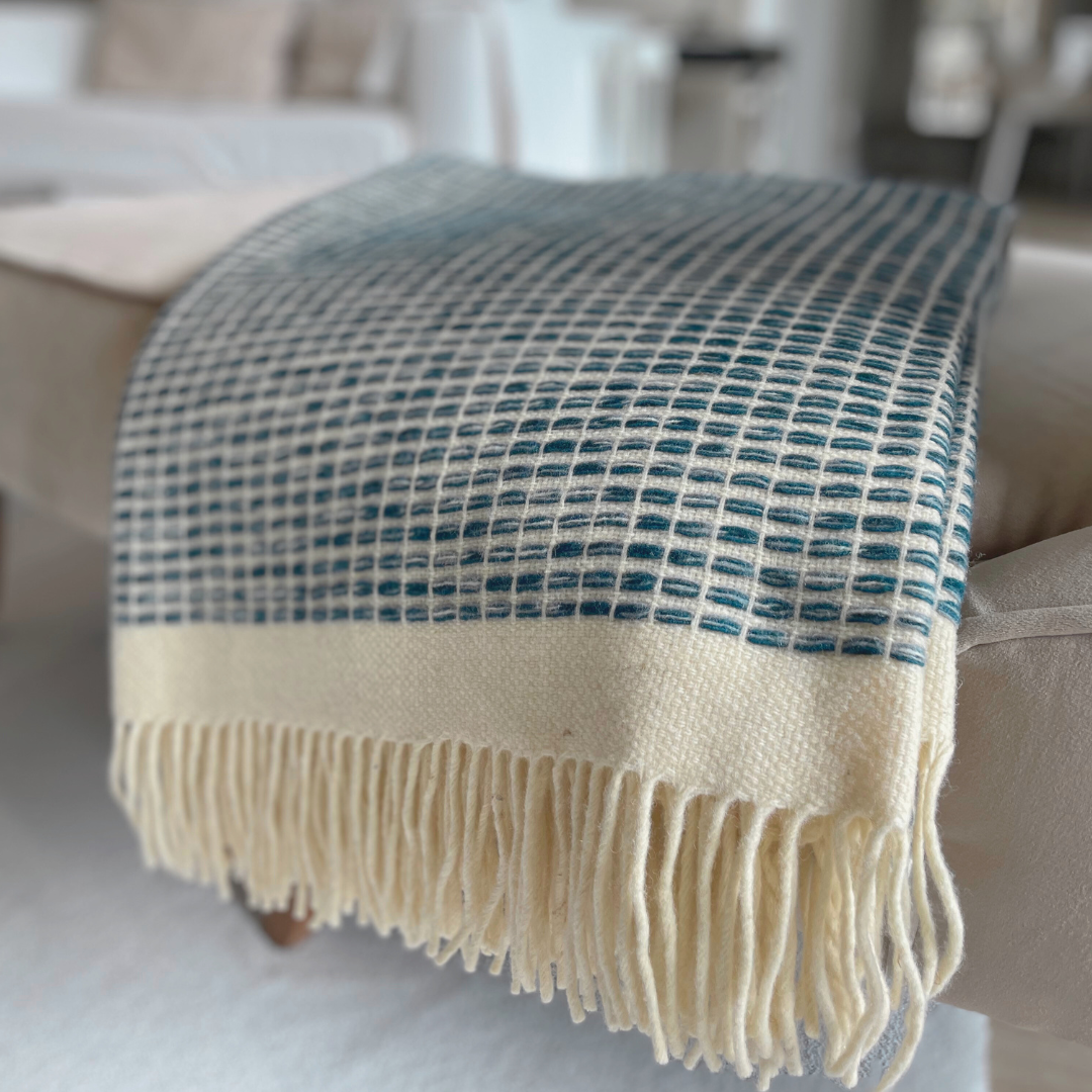 Blanket Rio Blue 100% Sheep Wool 180x130 cm