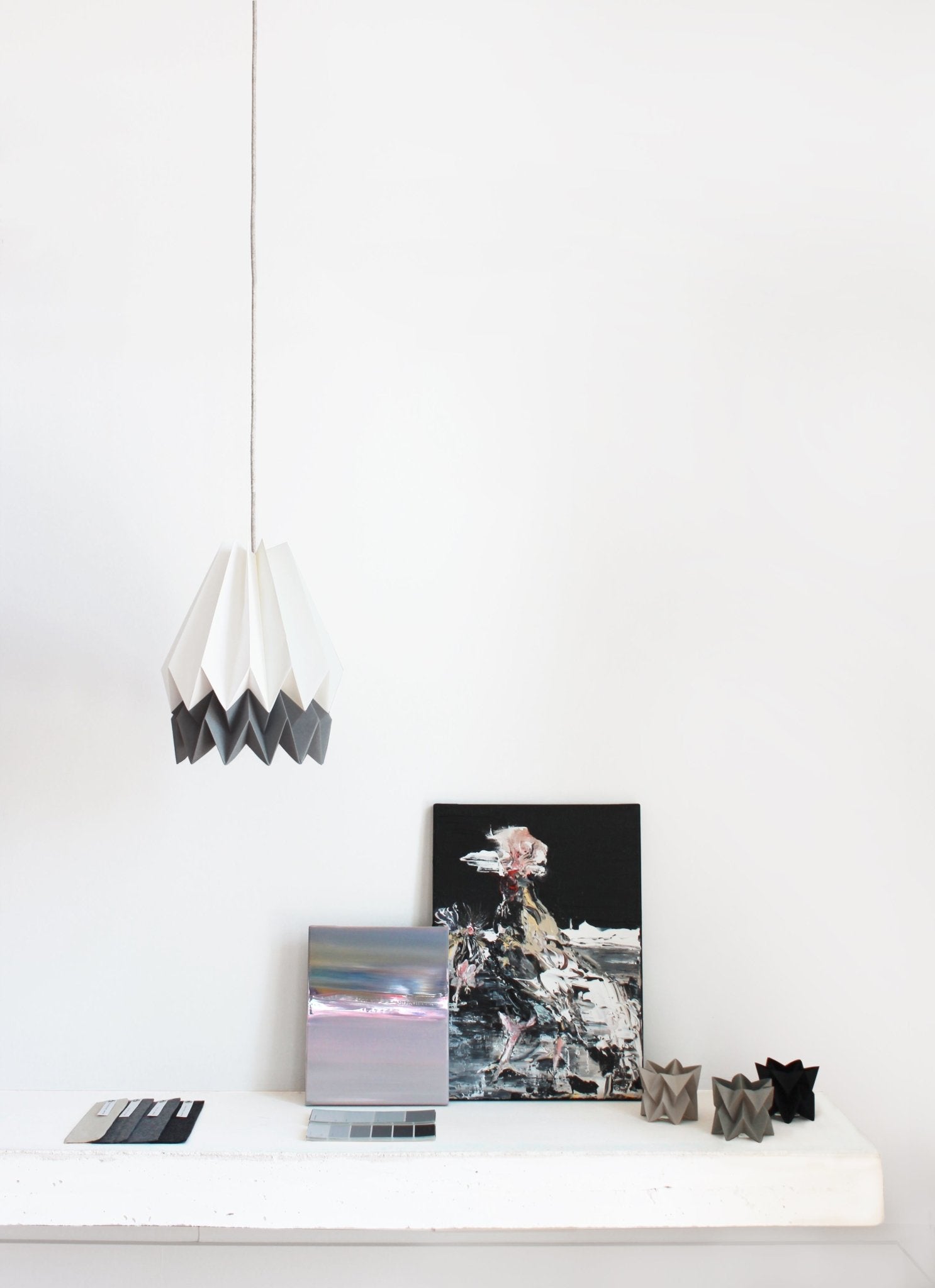 Lámpara de Techo Orikomi Blanco Polar con Raya Gris Alpino - Seara Collection